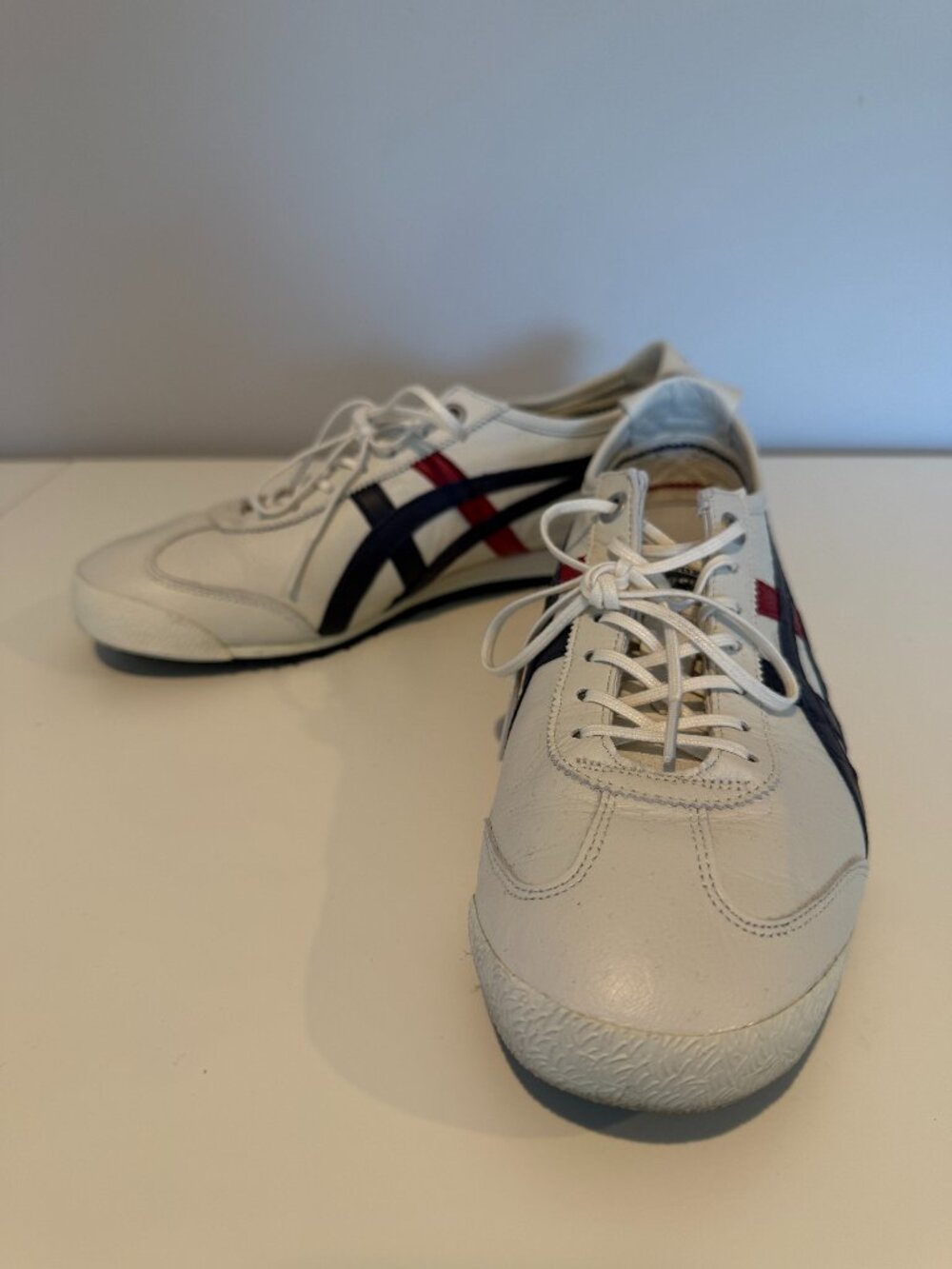 Onitsuka Tiger Sneakers Mexico 66 Cream Blue Red Size 6 Leather